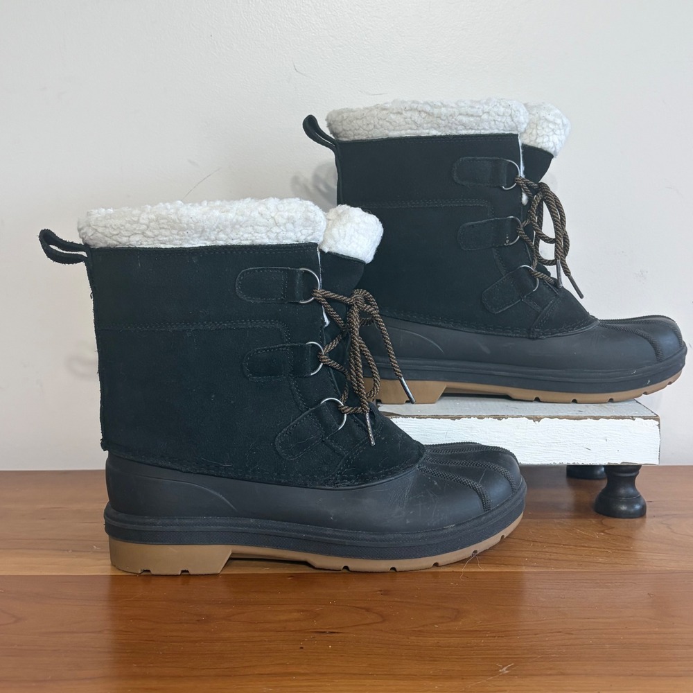 Cat & Jack Kids Black Snow Boots Faux Fur Lined Thermolite Insulated Size 6